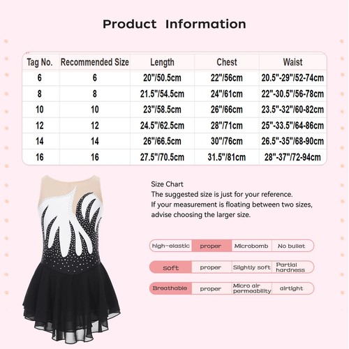 Figure Skating Performance Costume Girl Sleeveless Rhinestone Gymnastic Leotard - Picture 6 of 17
