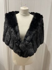 Lulu Guinness Shrug Bolero Cape Jacket Evening Faux Fur Couture One Size Black