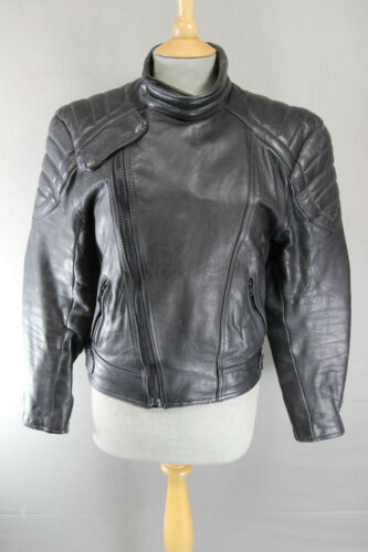 CLASSIC AKITO BLACK LEATHER BIKER JACKET 36 INCH - Picture 1 of 9