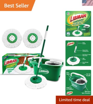 Complete Microfiber Spin Mop Set with Bucket and Wringer for All Surfaces