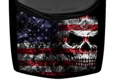 USA Flag Distressed Grunge Sugar Skull Truck Vinyl Graphic Decal Car Hood Wrap