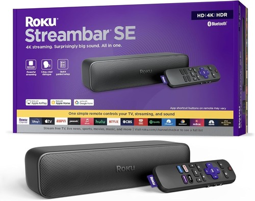 Roku Streambar 4K/HD/HDR Streaming Media Player & Premium Audio All In One NEW