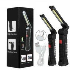Magnetic Rechargeable COB LED RED Repair Work Light Lamp Folding Flashlight USA
