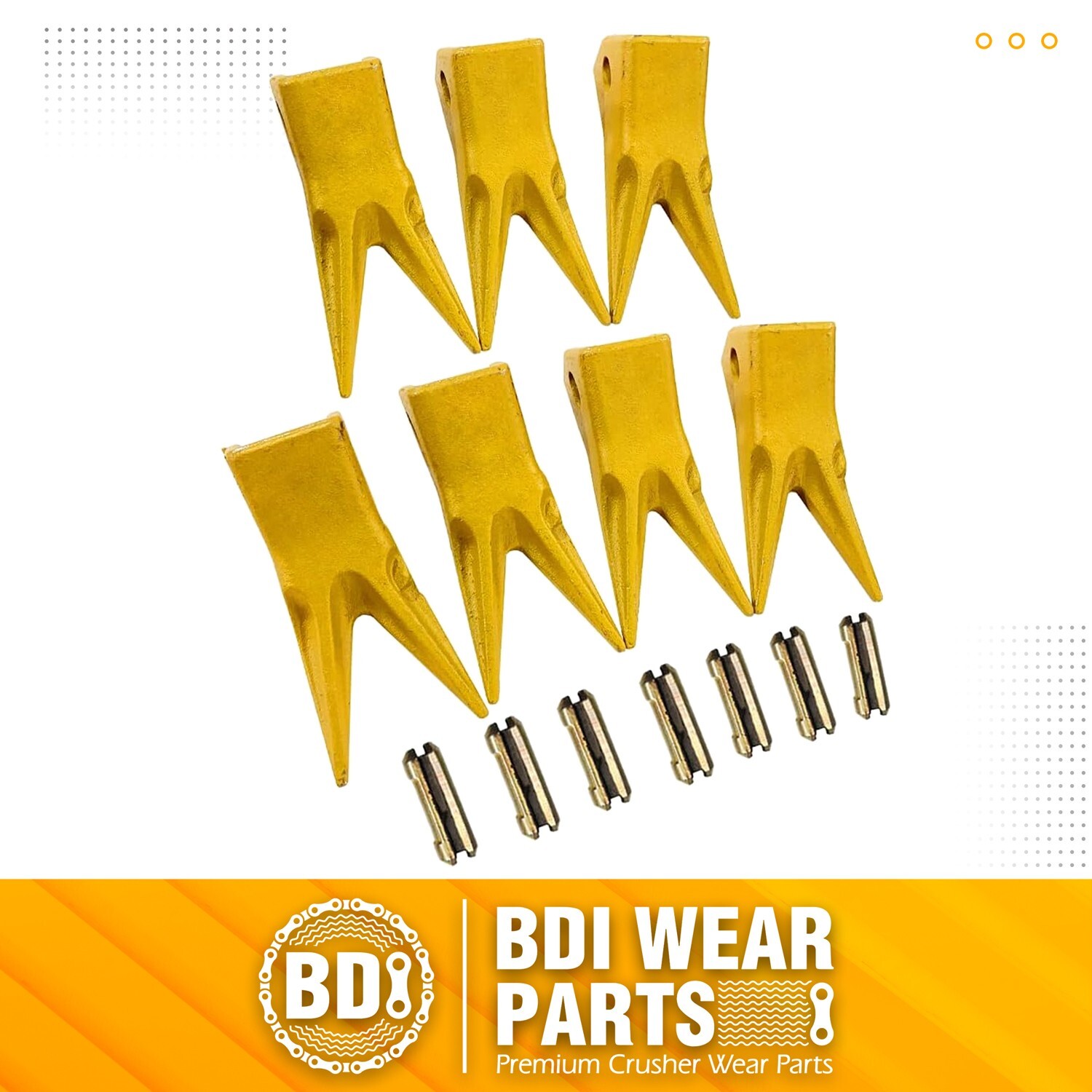 BDI Wear Parts 23WTL Bucket Teeth Replacement – 9-Pack With 23P Flex Pins For Bobcat & Hensley Excavator Adapters