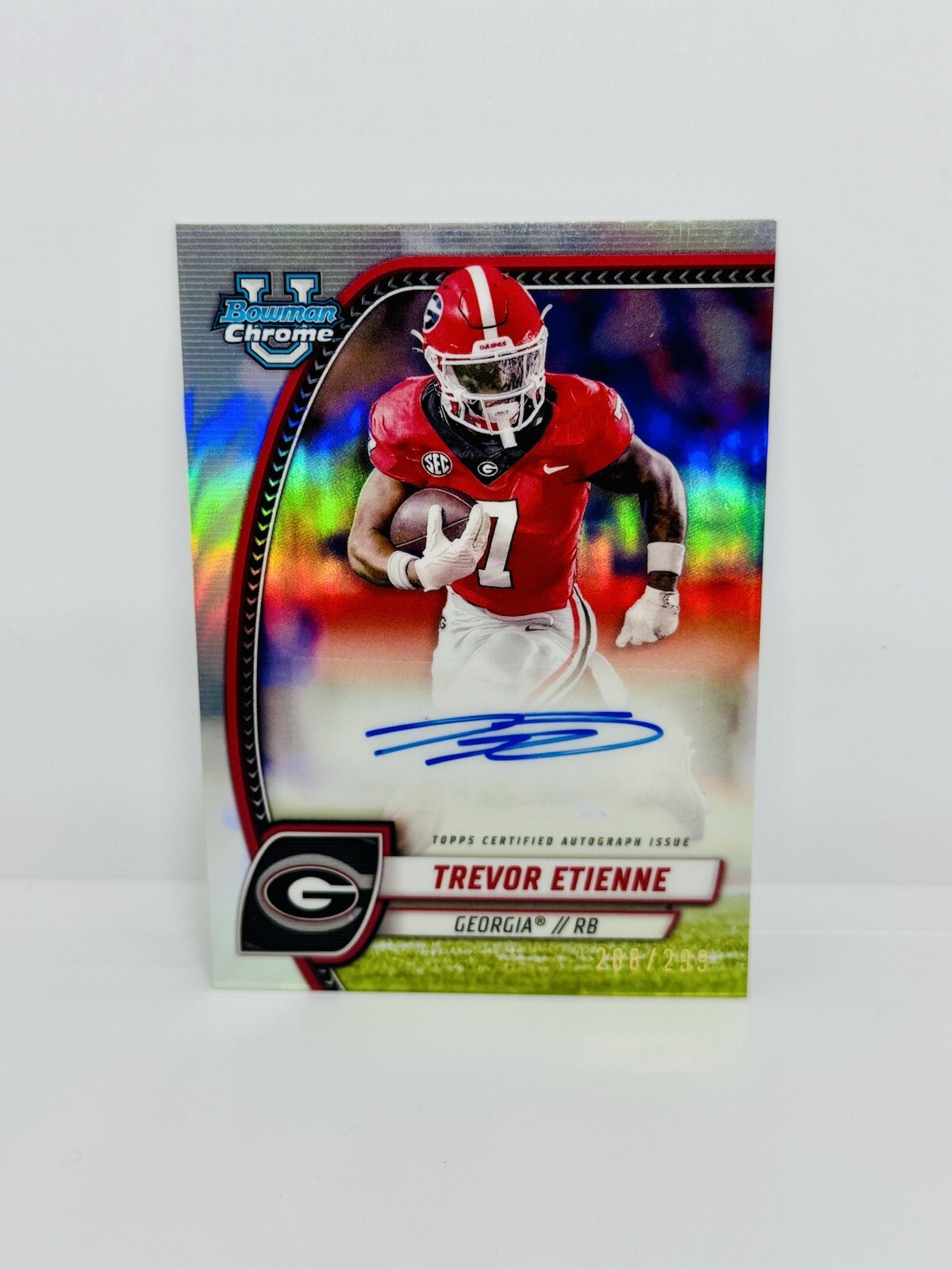 2024 Bowman Chrome University TREVOR ETIENNE Refractor Auto /299 Georgia #PA-TET
