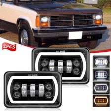 Par de faros LED 4X6" haz sellado alto/bajo DRL aptos para camioneta Dodge Dakota 1987-1990