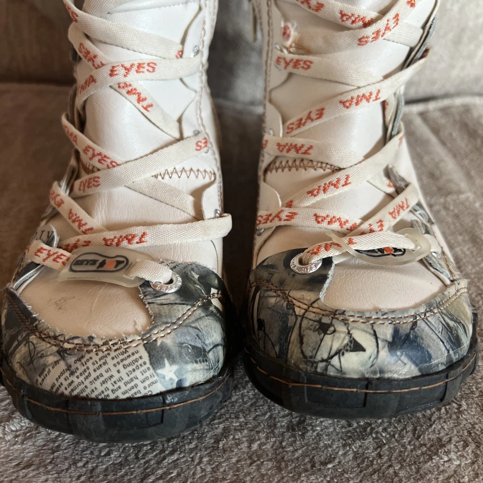 Botas TMA EYES blancas/multicolor con cordones forradas difusas con cremallera para mujer talla 7,5 Foto 2 de 4