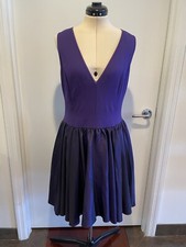 Halston Heritage V Neck Ponte Party Dress, Purple, L