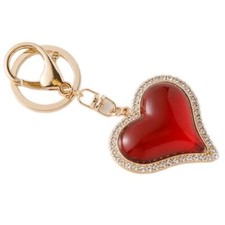 Love Heart-shaped Design Sparkling Crystal Rhinestones Keychain Handbag Red