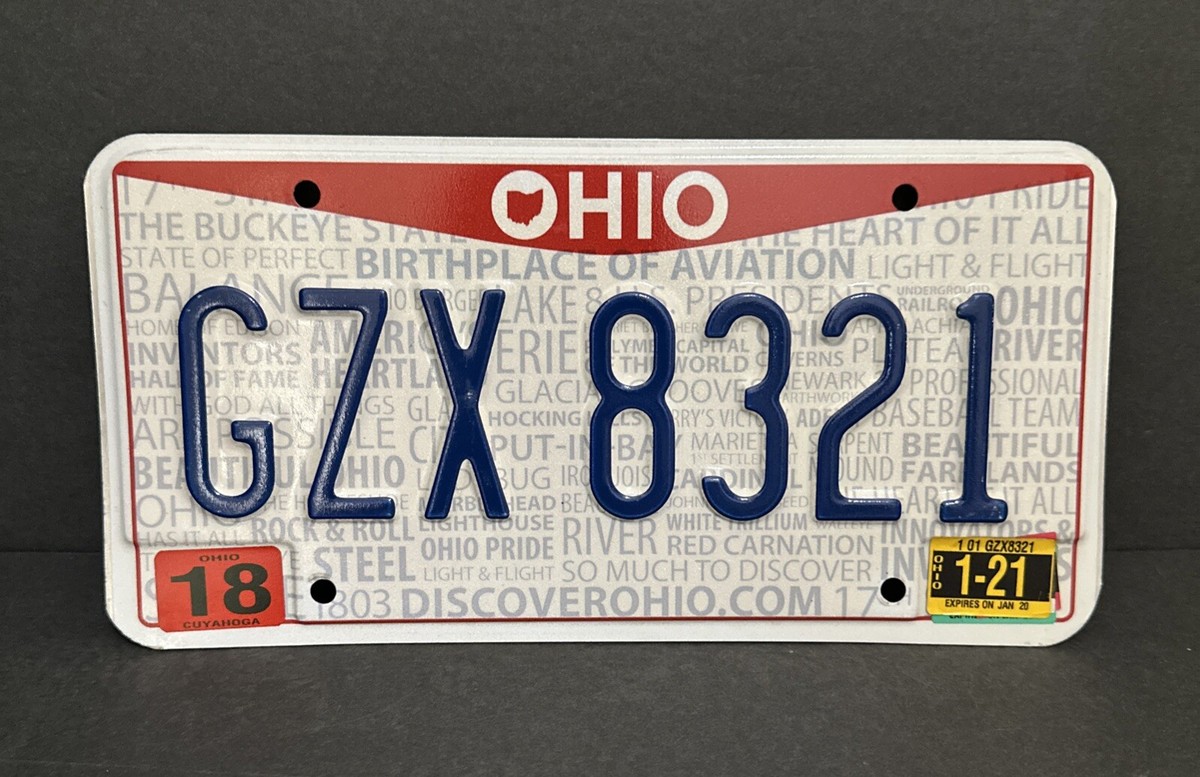 Ohio License Plate — GZX 8321 — Birthplace Of Aviation | eBay