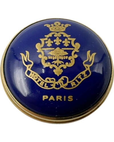 Vintage 5-Star Hotel Ritz Paris Halcyon Days Trinket Pill Box Cobalt Blue - Picture 3 of 12