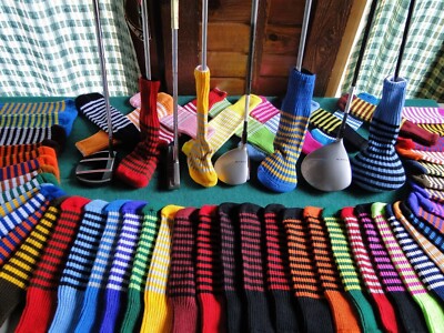 Knitted Zebra Style Golf Club Head Covers - Driver, Fairway, Putter - Universal