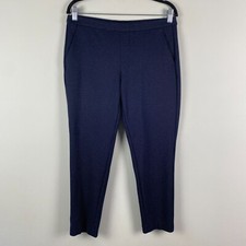Liverpool Pants Womens 10/30 Navy Pin Dot Slim Leg Cropped Pull On
