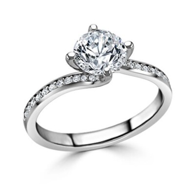 1.20 Ct Round Cut Real Moissanite Wedding Engagement Ring 14K Solid White Gold D