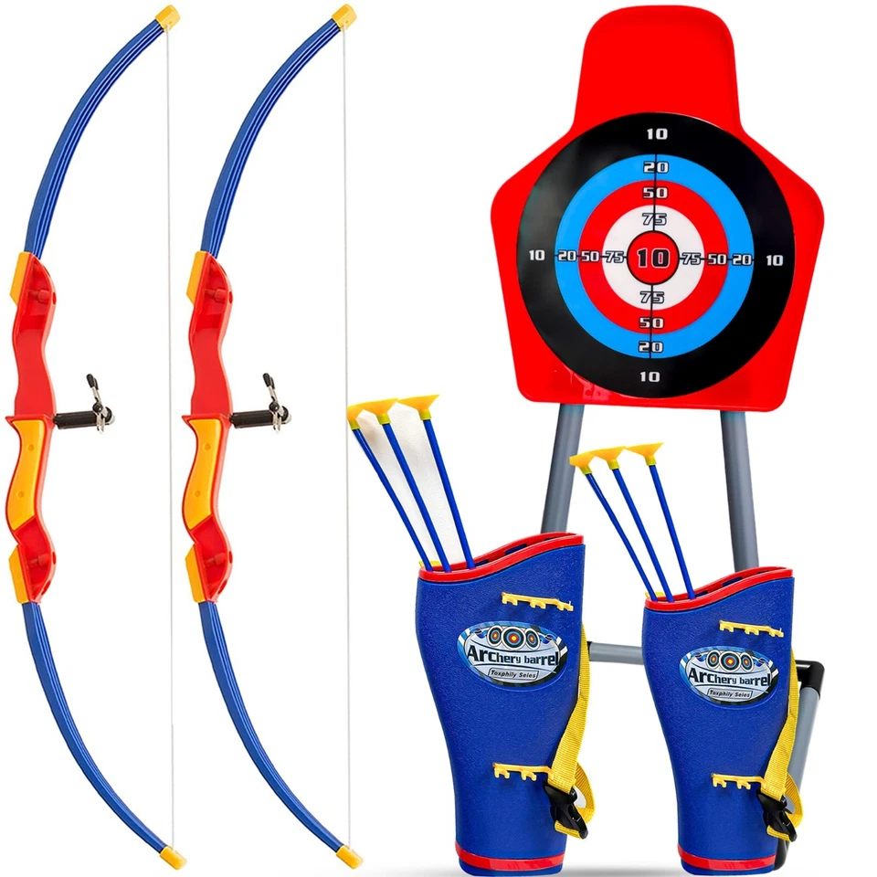 CRYSTALS 2 Spieler Set Bogenpfeil für Kinder LED Lichter Bogenschießen 6 Saugnäpfe Köcher Spielzeug