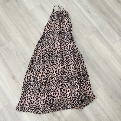 ZIMMERMANN sundown leopard print sleeveless midi dress sz 1 small black Boho