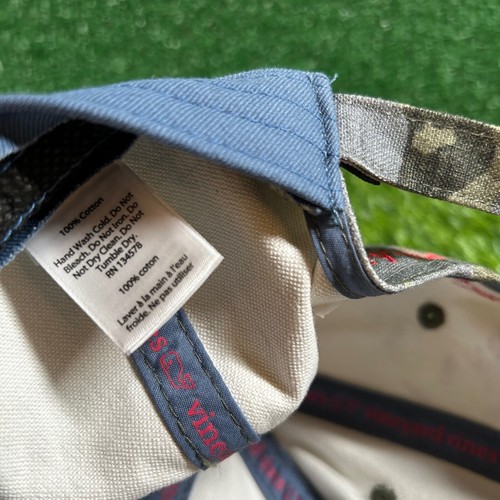 Vineyard Vines Camo Hat Cap Adjustable Strap Back Brown Green Whale Logo Preppy - Picture 8 of 10