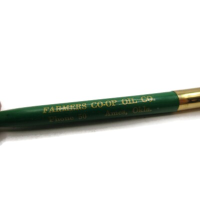 Vintage Farmers Co-Op Oil Co Pen Ames OK Gas & Oil Advertising Click Ballpoint