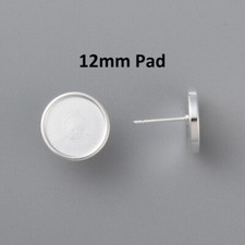 10 pcs 304 Stainless Steel Earring Studs Settings Bezels Tacks - 12mm - Silver