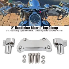 2" Handlebar Risers Top Clamp For Harley 1" Bar  Sportster Road Glide Low Rider