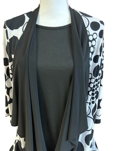 Bobbie Brooks/TanJay 2 Piece Top/Blouse, S/SP, Black/White, Short/3/4 Sleeves - Picture 2 of 9