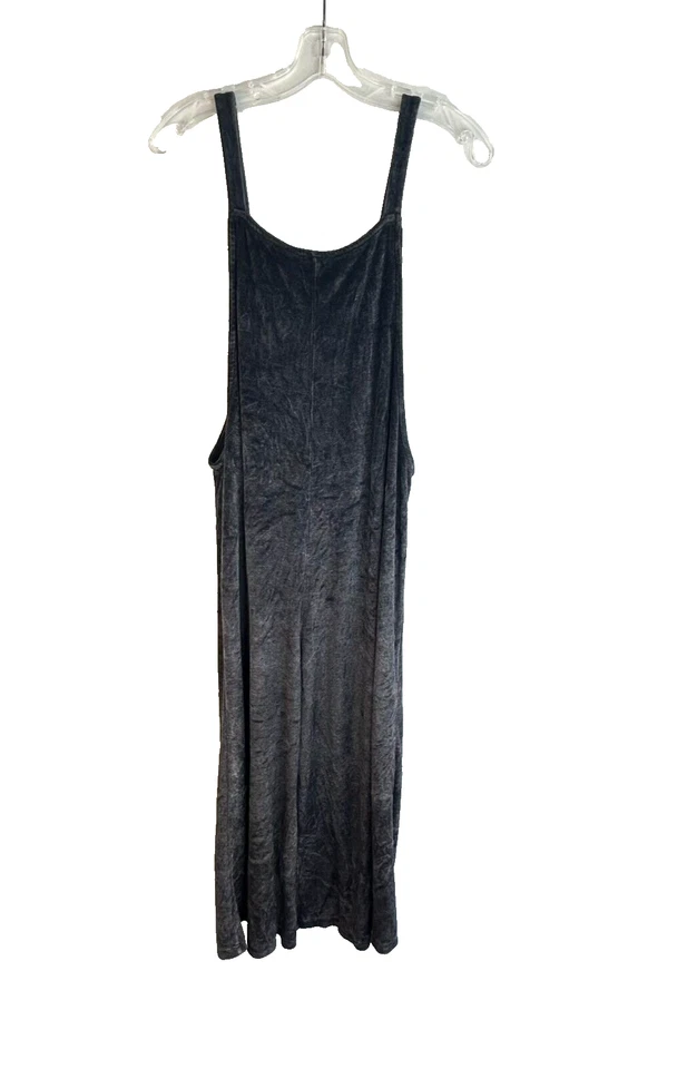 Peach Love Womens Gray Velvet Lagenlook Wide Leg Jumpsuit Bib Overall Size Small - Image 2 of 4