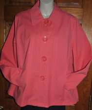 R-t-q Women's Long Sleeve Button Up Princess Cut Swing Jacket Petite Large Nwot