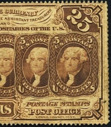 FR 1280 - 25c FIRST ISSUE FRACTIONAL - PERFORATED EDGES NO MONOGRAM  VERY SCARCE - Image 4 of 4