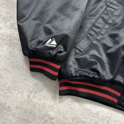 Blouson Bomber Vintage Houston Astros Majestic – Noir, Satin, Taille XXL 2XL, Années 2000, Occasion