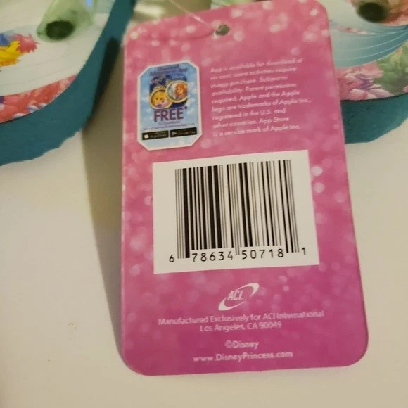NEW Disney Little Mermaid Toddler Girls' Size 5/6 Flip-Flop Sandals (blue sole) - Image 4 of 4