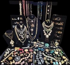 157pc VTG  Rhinestone Costume Jewelry Lot  Castlecliff Corocraft Lisner Sterling
