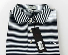 Sunday Red Tiger Woods Navy Stripe Golf Polo sz XL Classic Fit NWT