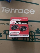 Brand New Bauer (1907C-B-2P) 5ah 2 Pack 20v Battery Bundle 5.0ah