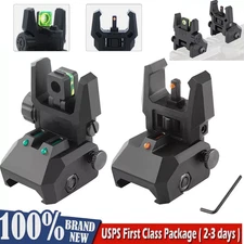 Foldable Iron Sights Flip-up Front and Rear Sight Fiber Optics Dual Aiming Mode