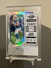 Justin Herbert 2022 Contenders Optic Veteran Ticket On Card Auto /50