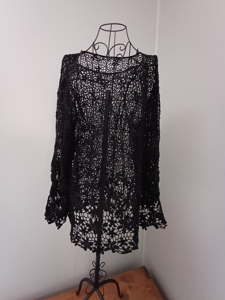 Black Crochet Look Jumper