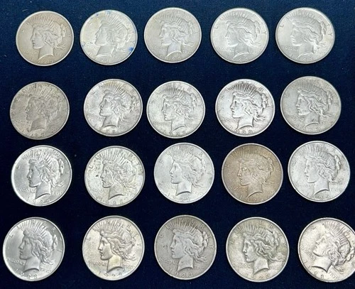 1922 & 1923 PEACE DOLLAR ROLL 20 Coins Total Mixed Conditions XF-UNC