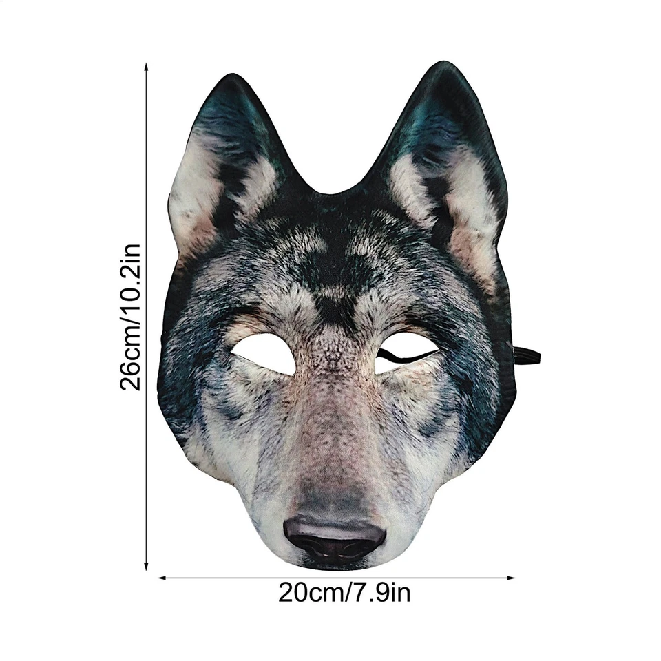 Máscara de lobo animal de miedo máscara de Halloween máscara de animal realista fiesta vestir Foto 2 de 4