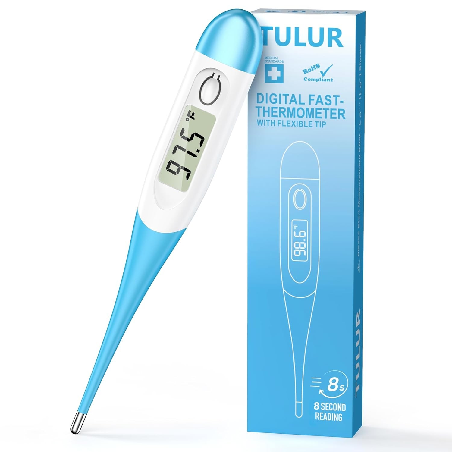 Thermometer for Adults and Kids with 8 Seconds Fast Accurate Light Blue 