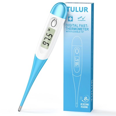 Thermometer for Adults and Kids with 8 Seconds Fast Accurate Light Blue 