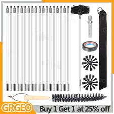 32x Flexible Chimney Sweep Set Flue Sweeping Brush & Rod Kit Soot Cleaning Rods