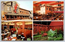 Bar Harbor Maine~Testa's Motel & Restaurant~Red Lobster Sign~Dining~Bar~1960s PC