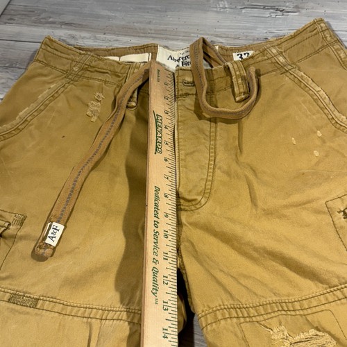 Vintage Abercrombie & Fitch Cargo Shorts Herren 32 Khaki 90er Y2K Knopfleiste DISTRESSED - Bild 6 von 17