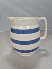 VINTAGE STAFFORDSHIRE, ironstone CHEF WARE blue striped milk jug from 1950’s.