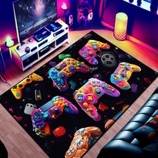 Gaming Area Rug Teen Boys Carpet, 3D Multi Gamepad Game Controller Design for...