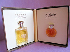 Safari for Men Edt  Women Parfum Mini Set Ralph Lauren 3/8 oz 11 ml 1/8 oz 4 ml