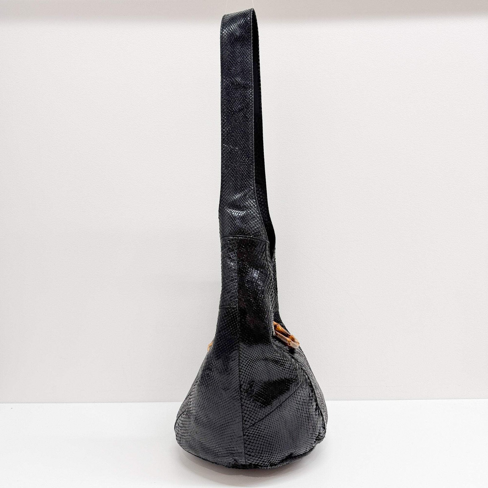 GUCCI Bamboo Black Python Embossed Leather Two Wa… - image 5