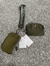 Lululemon Green Khaki Keychain Wallet Dual Pouch Wristlet NWT