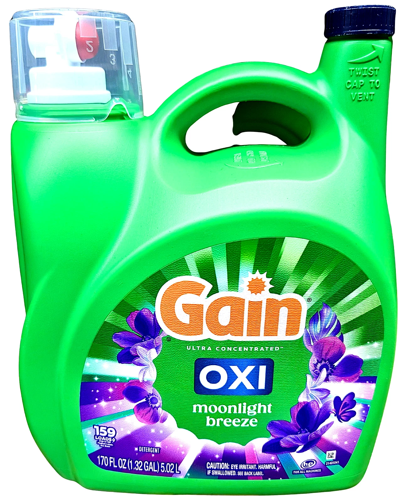 Gain + Oxi Liquid Laundry Detergent Moonlight Breeze 159 Loads 170 Fl Oz