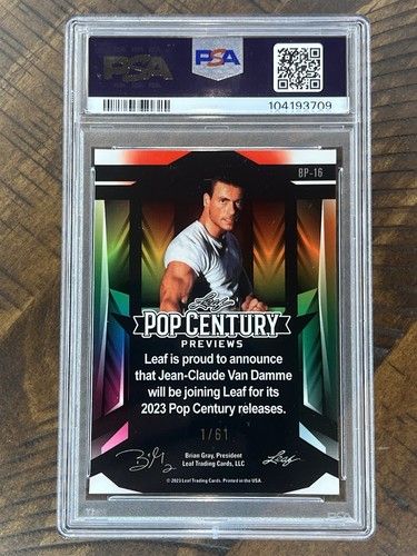 2023 Leaf Pop Century Previews Jean Claude Van Damme RC 1/61 PSA 9 - eBay 1/1 - Picture 2 of 2